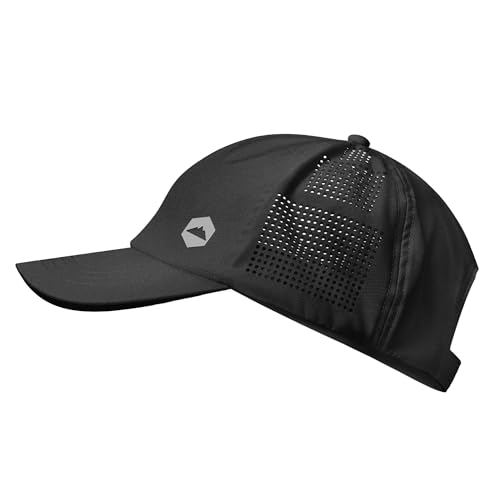Tough Headwear Baseball Running Cap - Lightweight Quick-Drying Athletic Hat for Men & Women - Sweat-Wicking Black