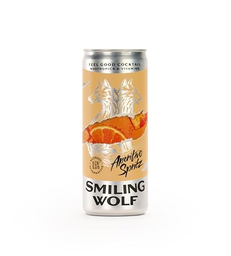 Smiling Wolf Feel Good Alcohol Alternative Ready to Drink Aperitivo Spritz 8x250ml | Alcohol Free Cocktail | Mood Enhancing Natural Nootropics & Vitamins