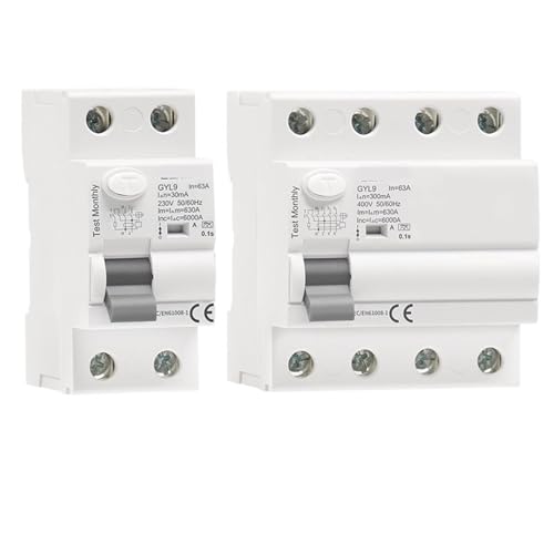 Disyuntor de corriente residual RCD 3P+N 40A magnético con protección 300mA ELCB 6