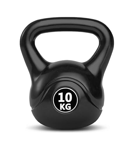 Bestfor Kettlebell Vinyl Coated, Black, Weight Lifting Strength Kettle Bell, for Training, Cardio, Fitness, Muscle Exercise Chart, Body Building, Home Gym Workout 10kg