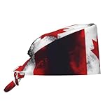 WHJSHOP Kochmütze mit kanadischer Flagge, für Damen und Herren, für Chirurgie, Stillen, Schwarz
