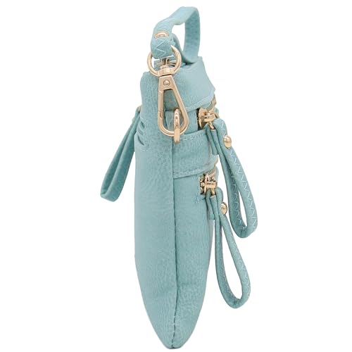 Image of FashionPuzzle Multi Zipper Pocket Small Wristlet Crossbody Bag