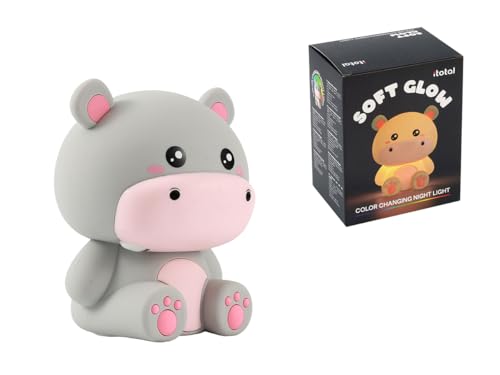 I-TOTAL® - Veilleuse LED en Silicone Rechargeable USB-C – 9 Couleurs, Lampe de Nuit pour Chambre Bébé et Enfant, Douce et Portable (HIPPO)