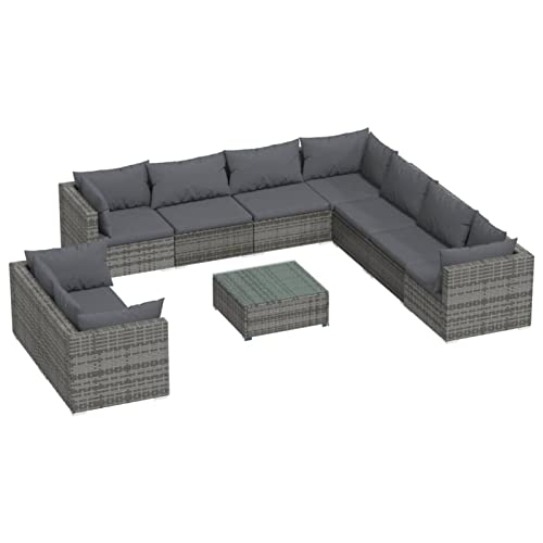 Gecheer Lounge Gartenmöbel Set Loungemöbel Sofa Rattan Balkonmöbel Garten-Lounge-Set 10-TLG.mit Kissen,Balkonlounge… – Bild 3