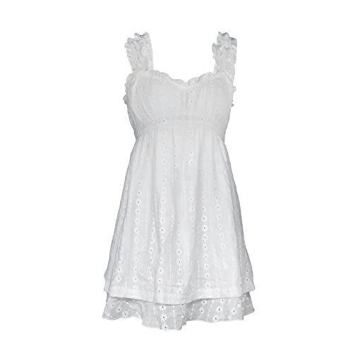 Image of Women Graduation Mini Dress Y2k Sleeveless Sqare Neck A-line Babydoll Short Dress Coquette Party Club Dress