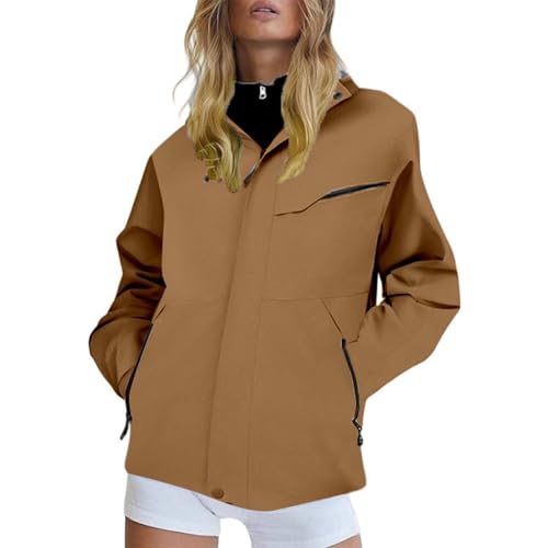 YOSUWOAI Chubasquero para hombre, resistente al agua, chaqueta cortavientos monocolor, chaqueta cortavientos para bicicleta, chaqueta de exterior con capucha extraíble, acolchada, chaqueta de