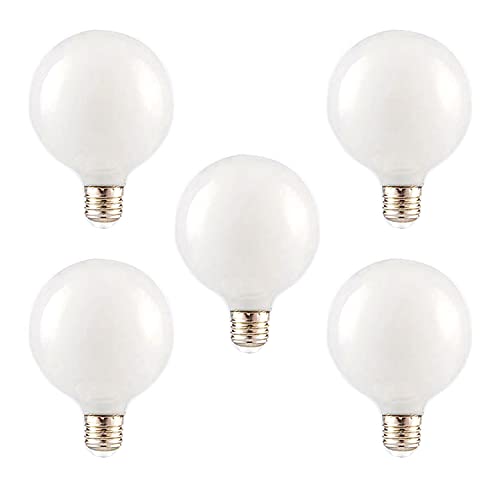 G80 E27 Screw Base LED Bulb, 5W Frosted Glass Material Decorative Globle Light Bulbs Replace 45W Incandescent Lamp Bulb (Soft Warm White) (5)