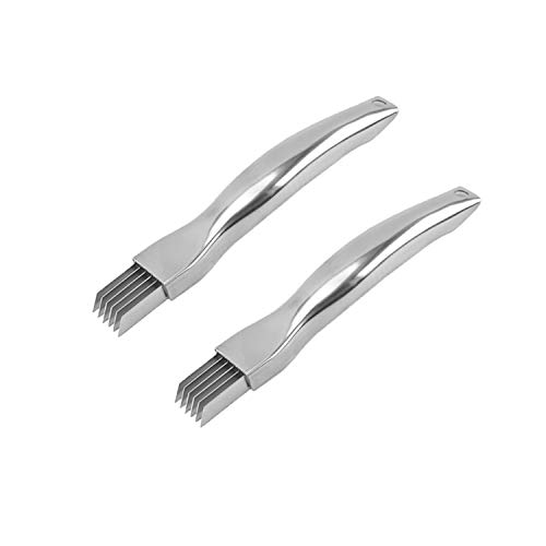 2pcs Kitchen Scallion Cutter Shred Silk Knife, Stainless Steel Chopped Green Onion Knife, Scallion Cutter Vegetable Garlic Cutter Food Speedy Chopper Green Onion Cutter Kitchen Tool
