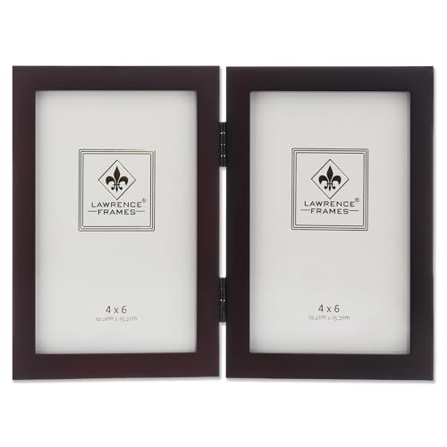 Lawrence Frames 755946D Espresso Wood Hinged Double Picture Frame, 4 by 6-Inch, Dark Walnut