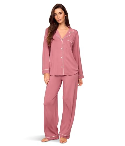 Image of Eberjey Gisele Classic Women's Pajama Set | Long Sleeve Shirt + Long Pants