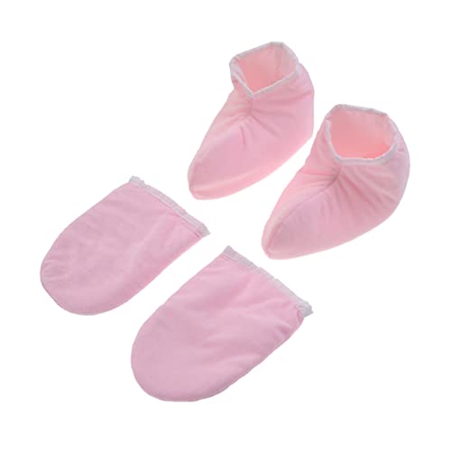 HONMEET 2 Pairs Therapy Insulated Gloves Paraffin Wax for Hands Beauty Gloves Hand Treatment Mitts Warm Gloves Paraffin Foot Cover Paraffin Wax Warmer Mittens Thermal Gloves Wax Care Pink