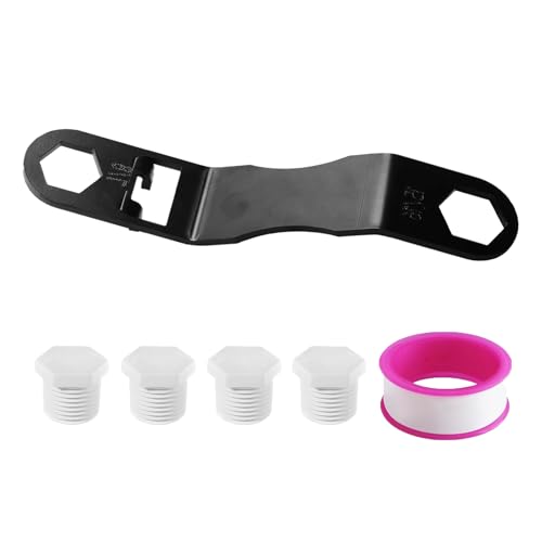 Image of RV Water Heater Drain Plug & Wrench Kit,Suitable for 7 /8 inch &15 /16 inch Drain Plug Include Angled Wrench, 4PK 1 /2 inch NPT Replacement Plugs, 1 Roll PTFE Tape