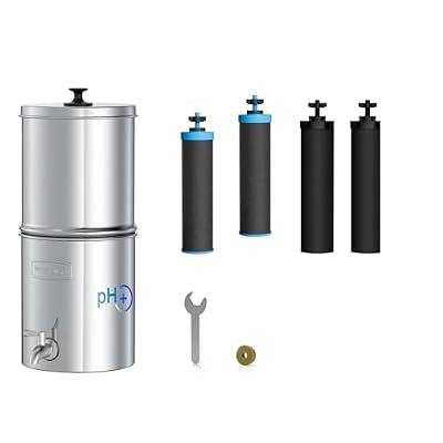 [Alkaline] Waterdrop Gravity-fed Water Filter System, Increase PH, Reduces Lead and up to 99% of Chlorine, with 2 Black Carbon Filters and Metal Spigot, King Tank Series, 2.25G