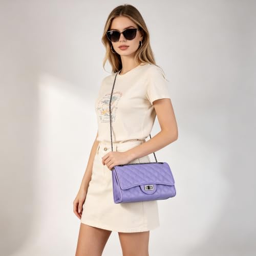 Image of Gladdon Quilted Crossbody Purse for Women Trendy Shoulder Bags | Stylish Shoulder Purse,Quilted Pattern,Structured bag,Chain Strap,Spacious Enough,Casual and Dressy Outfits,Any Occasion