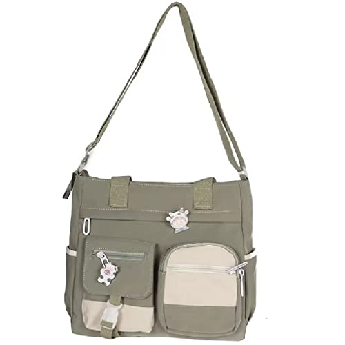 Cute Messenger Bag for Women Kawaii Cross Body Bag with Kawaii Stuffs Kawaii Backpack Tote Bag (Green)
