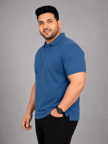 Image of INKKR Plus Size Solid Men's Polo Neck T-Shirt