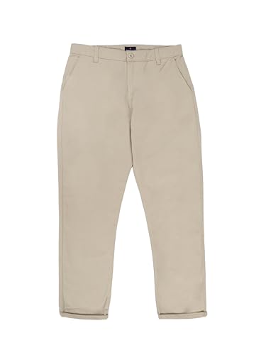 Image of KiddoPanti Boys 100% Cotton Twill Chinos Pant | Comfortable Regular Fit | 2 Side Pocket, 2 Back Pocket | Ankle Length | Back Elasticated Waistband with Button Zip Open Fly