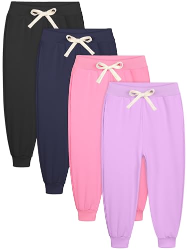 La Mejor Selección de Ropa de Escalada para Niña disponible en línea para comprar. 49 Resinta - Paquete de 4 pantalones deportivos para niñas pequeñas, pantalones deportivos con bolsillos con cordón, pantalones casuales para niños, Negro, azul marino, rosa,...