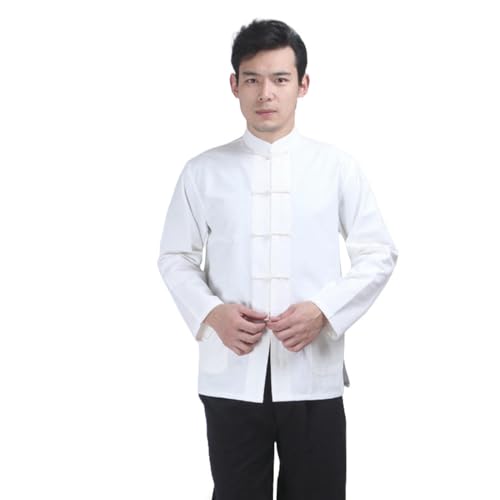 Chemise de style chinois pour homme coupe Zen manches longues de qualité supérieure