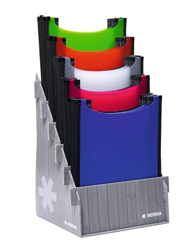 HERMA Heftbox A4 Schulranzen Set oben offen, 18 Stück, 34,5 x 26 x 7 cm, Kunststoff Schulheftbox für Schnellhefter, Bücher, Schulhefte, Blöcke & Unterlagen, stabile Kinder Heftmappe für den Rucksack