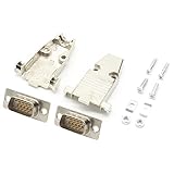 オーディオファン Dサブ15ピン 自作用コネクタ VGA / DB15 DB-15 オス端子 自作 コネクタ 端子 金属ハウジング ケーブル穴径 約8mm ホワイト シルバー 各2点セット