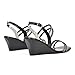 ESSEX GLAM Womens Diamante Double Strap Wedge Heel Sandal Ladies Buckle Strap Bridesmaid Party Black Synthetic Leather Shoes Size 5