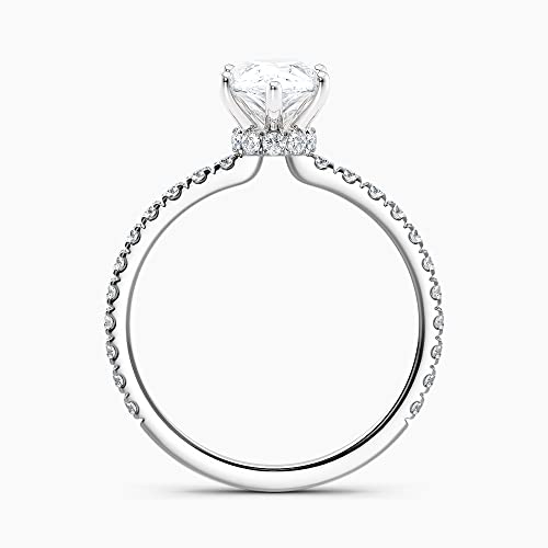 Diamond Wish IGI Certified 1 to 2 Carat Marquise Cut Lab Grown Diamond Ribbon Halo Engagement Ring for Women in 14k Gold with Side Stones (G-H, VS-SI, cttw) Wedding Promise Ring Size 4 to 93