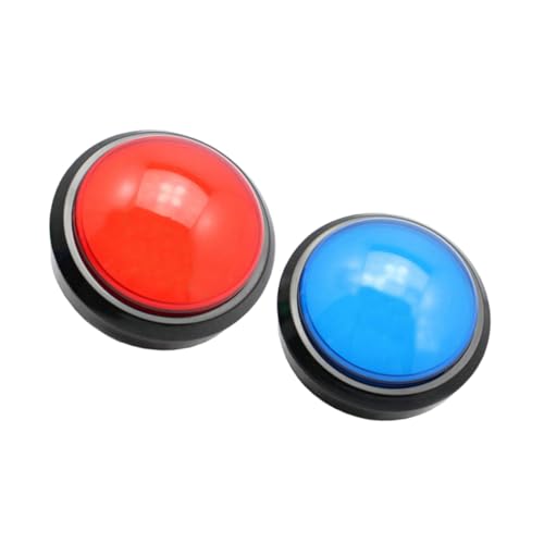 minkissy Pulsadores Electrónicos de Respuesta para Juegos 2 Unidades con Botones Grandes y Luz LED Colores Rojo y Azul sin Pilas Zumbador de Respuesta Digital para Concursos y Juguetes