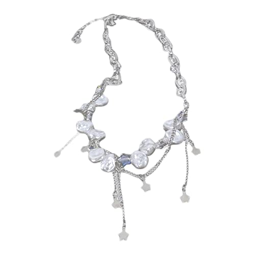 Misright Punk Vintage Choker Star Pendant Simulated Pearl Bead Necklace Gothic Clavicle Chain Jewelry New Year