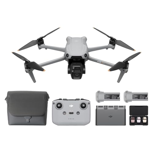 DJI Air 3S Fly More Combo (RC-N3) Bundle, Drohne mit 1“ CMOS Weitwinkel- & mittlerer Telekamera, 4K/60fps HDR Video, omnidirektionale Hinderniserkennung bei Nacht und 3 Akkus für längere Flugzeit