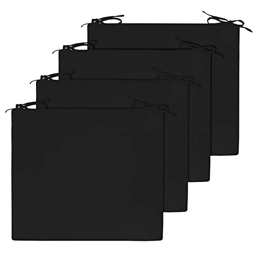 Wellsin Outdoor Chair Cushions For Patio Furniture - Patio Chair Cushions Set Of 4 - Waterproof Square Corner Outdoor Seat Cushions 18.5"X16"X3", Black #TOP1