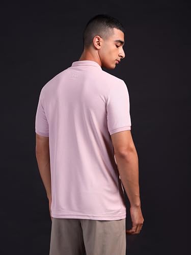 Image of TECHNOSPORT Men's Polyester Slim Fit Self-Design Short Sleeve Polo Matpiq T-Shirt with Anti Microbial, Techno Dry for Regular and Casual Use