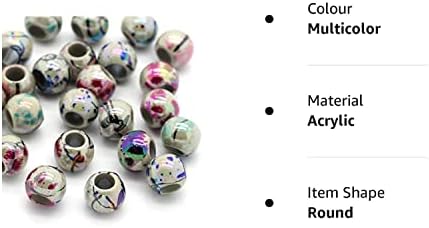The Bead and Button Box - 100 Acrylic Multi coloured Drawbench Beads. 8mm. Hole size 4mm Ideal for jewellery making, bracelets, necklace, and other crafts