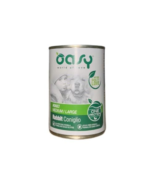 Oasy cane patè Grainfree Monoproteico gusto CONIGLIO | 6 lattine da 400 grammi l'una.
