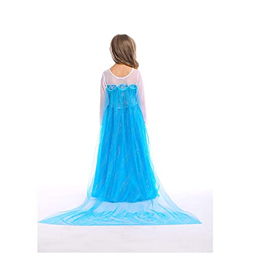 FUNPARTY Princess Costume Dress Up for Little Girls Age of 3-12 Years (Blue-（No accessories）, 7-8Yea