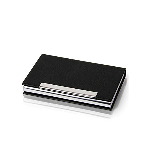 Preisvergleich Produktbild KEHUITONG Tragbares Visitenkartenetui, Visitenkartenetui aus Leder for Männer und Frauen, Bürobedarf, exquisites Visitenkartenetui aus PU-Leder (Color : Black, Size : A)