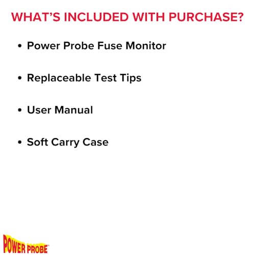 Power Probe PPFUSE Fuse Monitor - Circuit Tester for Mini, Maxi & ATC Fuses – Live Current Readings Up to 80A – Replaceable Tips, and Built-in Flashlight