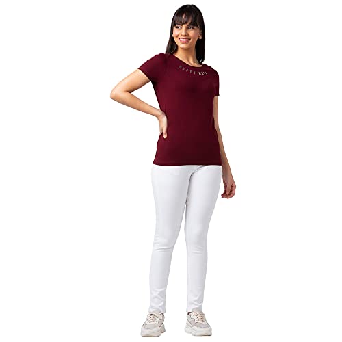Image of Spykar Printed Blended Round Neck Women's Regular Fit Top