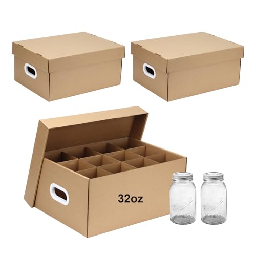 DIICCYO 3 Pcs Cardboard Canning Jar Storage Boxes, 12 Cells