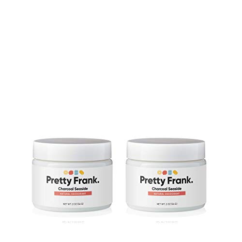 Pretty Frank Natural Deodorant Jar – Natural Deodorant for Women, Men & Teens in a Jar, Aluminum-Free, Made with Baking Soda & Other Organic, Safe, and Effective Ingredients (Charcoal Seaside, 2pk)