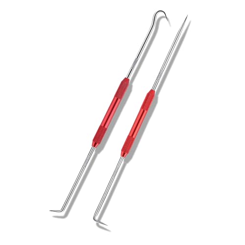 2PCS CarbonSteel Hook Tool and Pick Set Double End Pick and Hook Set Auxiliary Dismantling Fittings Universal O Ring Pick Set and Hook Tool Car Accessories Fit for Most Cars (Red)