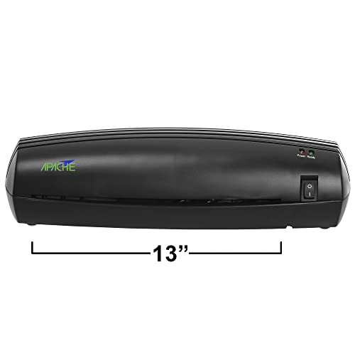 Image of Apache 13 Inch 3-10 Mil (and 13mil) Thermal Laminator for Better Seal for 5 Mil, Thick Projects in 10 Mil, Multiple 3-5 Mil Pouches At Once, Simple Reliable Compact Design for Office, School, & Crafts