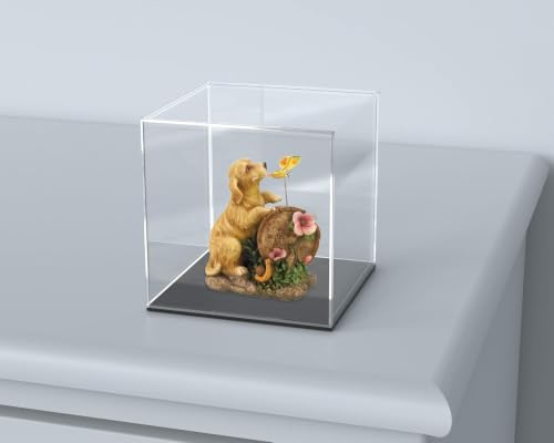 Image of Premium Acrylic Display Box with Black Base | Transparent Dust-Resistant Cube for Toys, Models & Memorabilia (5x5x5 inch)