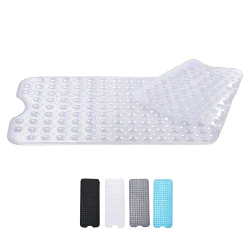 Zuvo Extra-Long Non-Slip Bath Mat, Clear, 100 x 40 cm