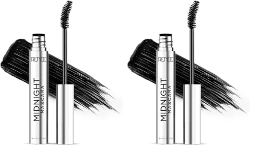 Image of RENEE Midnight Mascara with Unique 360-Degree Wand | Darkest Black | Clump-Free | Long-Lasting Formula | Volumizes | Lengthens | Nourishes | Infused with Vitamin E | 8ml (Pack of 2)