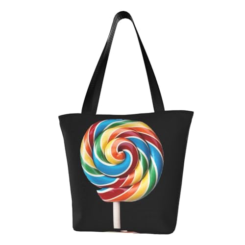 CHARMERM Lollipop Sac fourre-tout extra large avec fermeture éclair pour femme, Noir/blanc, One Size