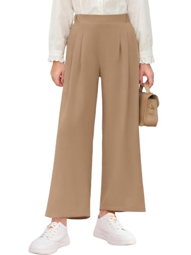Image of Haloumoning Girls Uniform Pants Kids Wide Leg Dress Pants 5-14 Years