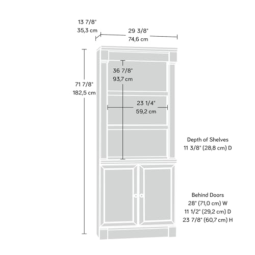 Image of Sauder Palladia Book Shelf, Bookshelf with Storage, Library Bookcase with Doors and Adjustable Shelves, in Wind Oak Finish