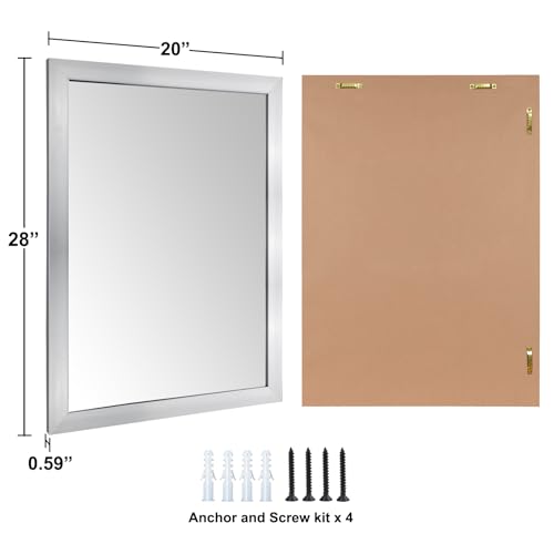 Image of Bathroom Mirror for Over Sink 28x20 Inch Rectangular Wall Mirror, Nickel