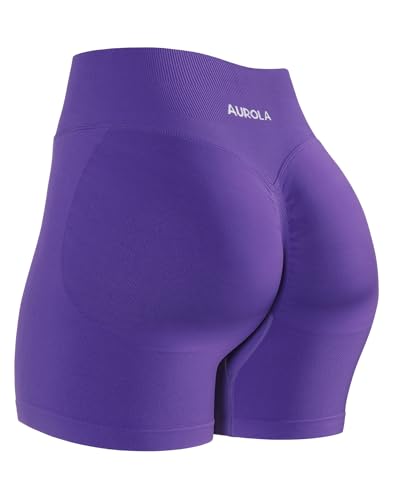 Image of AUROLA Influence Workout Shorts for Women,2.5 3.5 4.5 5.5 6.5 No Roll Up Squat Proof Scrunch Seamless Compression Gym Short